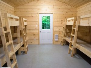 An image of the interior of a Wenonah Outdoor Centre cabin